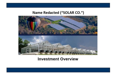Solar Company's Investment Overview project