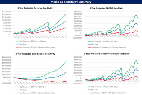 Media Series B Startup Budgeting and Sensitivity Analysis project