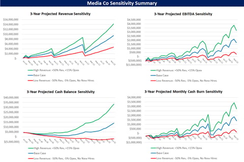 Media Series B Startup Budgeting and Sensitivity Analysis project