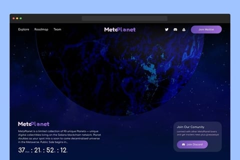 MetaPlanet: NFT Universe Unveiled - Figma Design to Webflow Creation project
