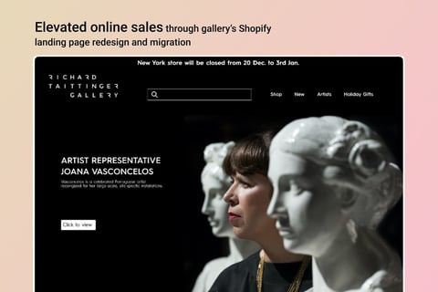 Redesigned eCommerce Site for Richard Taittinger Gallery project