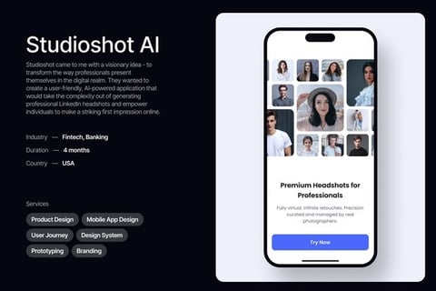 AI App Design for Studioshot project
