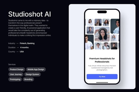 AI App Design for Studioshot project