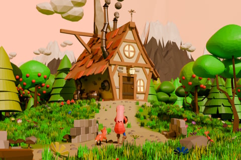 The Girl & the Fox | Low-poly Environment in Blender project