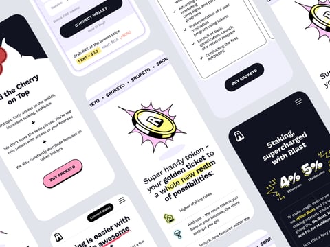 Landing page design. Roketo - Investing and saving money in a fun way. project