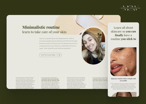 Marina Cristofani | Influencer Course in Wellness | Landing Page 60% Conversion in Two Weeks project