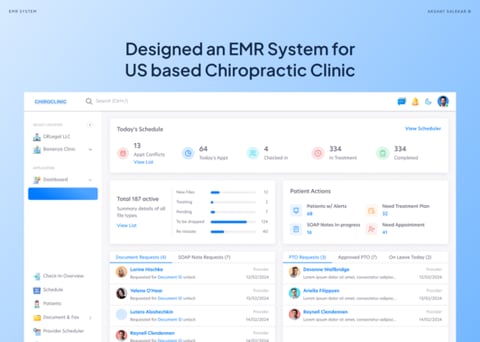 Redesigning a Data-heavy EMR System for a US Chiropractic Clinic project