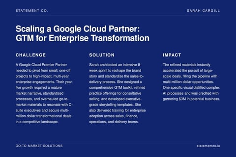 Scaling a Google Cloud Partner: GTM for Enterprise Transformation project