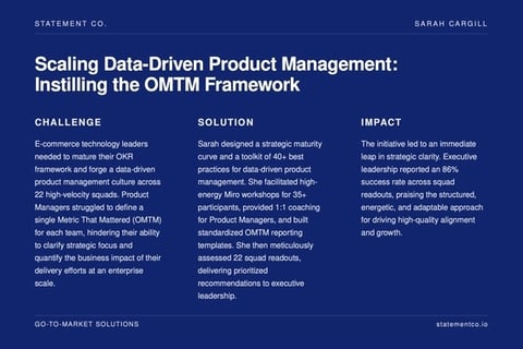 Scaling Data-driven Product Management: Instilling the OMTM Framework project