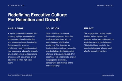 Redefining Executive Culture: For Retention and Growth project
