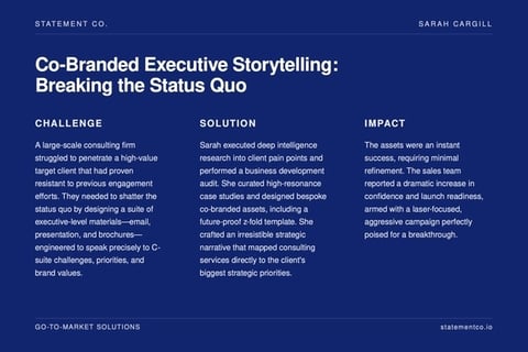 Co-branded Executive Storytelling: Breaking the Status Quo project