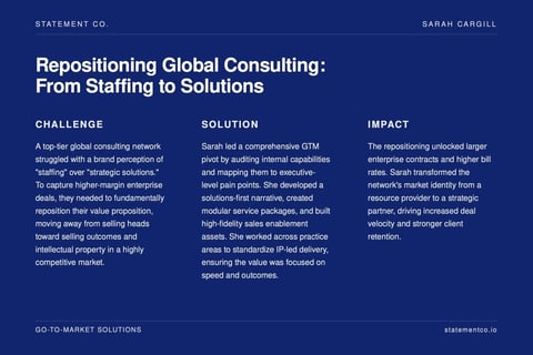 Repositioning Global Consulting: From Staffing to Solutions project