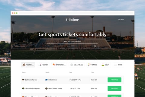 Tribtime | Get Sports Tickets Comfortably project