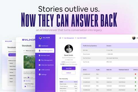Valinor — AI Legacy Platform: Voice Interviews, Storybook & Digital Twin project