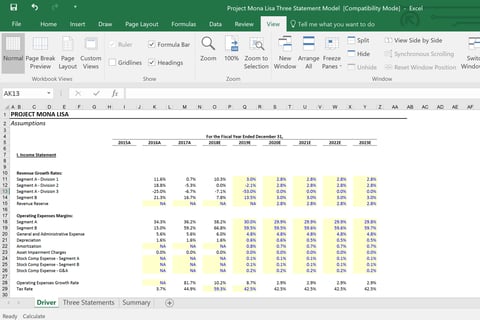 Three-statement Operating Model project