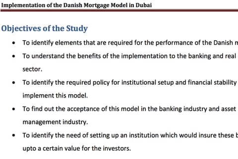 Implementation of the Danish Mortgage Model in Dubai project
