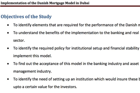 Implementation of the Danish Mortgage Model in Dubai project
