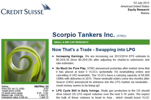 Scorpio Tankers Enters into LPG Market project
