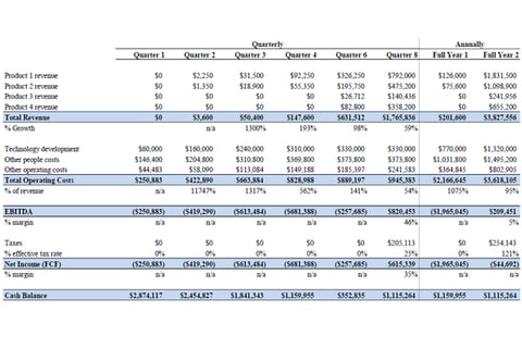 Startup Cash Needs Fundraising Model project