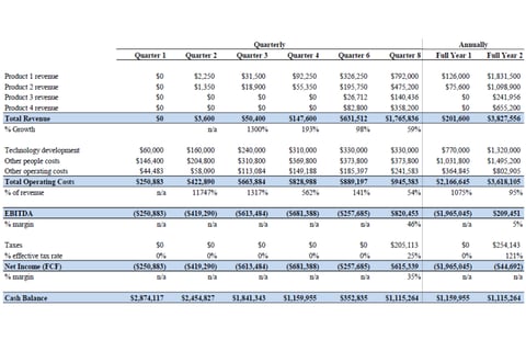 Startup Cash Needs Fundraising Model project