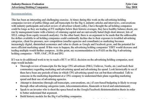 Investment Analysis of Publicly-traded Advertising Holding Companies project