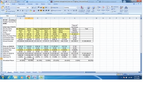 Spreadsheet Modeling for Portfolio Management project