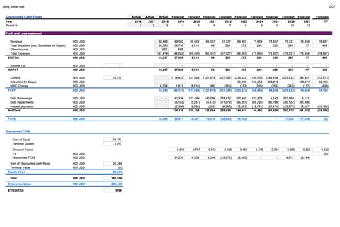 Financial Model for Utility Company project