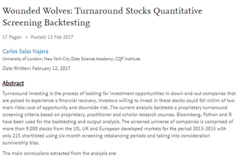 Turnaround/Self-help Investment Strategy for Pension Plan Client project