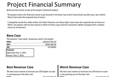 Project Finance Analysis project