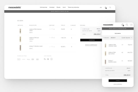 Mesoestetic: eCommerce for Medical Cosmetics project