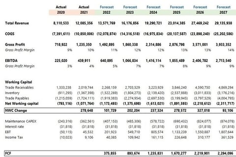 DCF Valuation of a $20 Million Automotive Company project