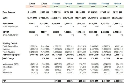 DCF Valuation of a $20 Million Automotive Company project