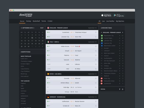 LiveScore | Redesign Concept project
