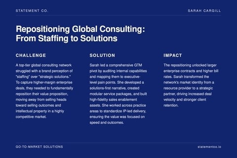 Repositioning Global Consulting: From Staffing to Solutions project