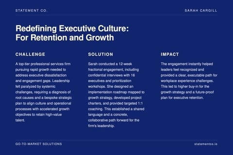 Redefining Executive Culture: For Retention and Growth project