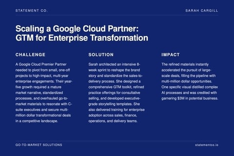 Scaling a Google Cloud Partner: GTM for Enterprise Transformation project