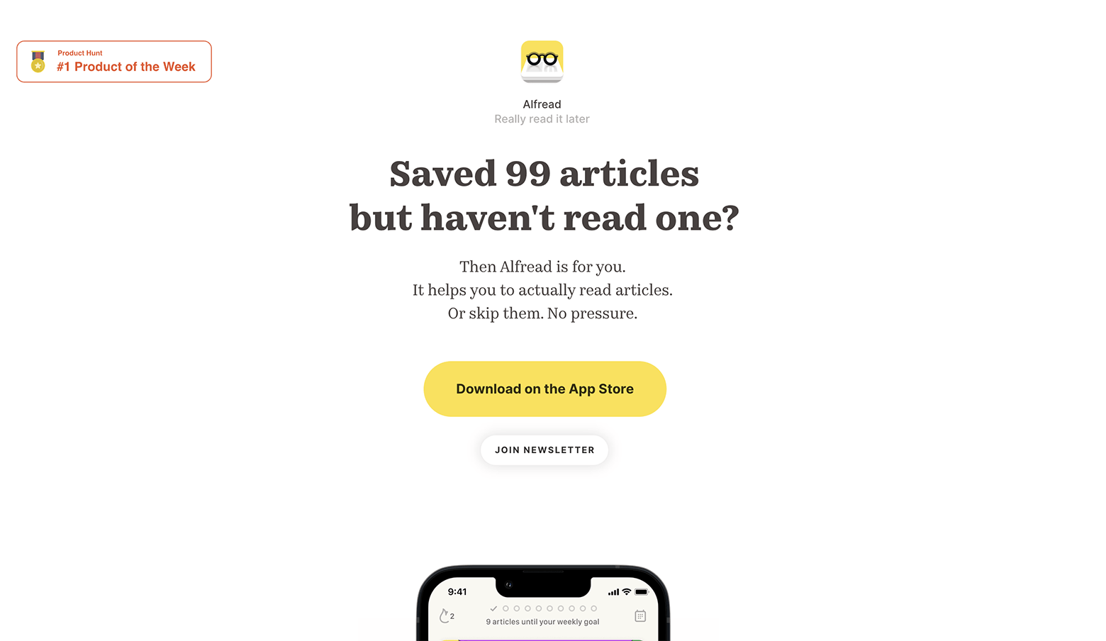 Alfread’s pitch page is a more direct CTA that touts the product’s value and even provides a trial run.
