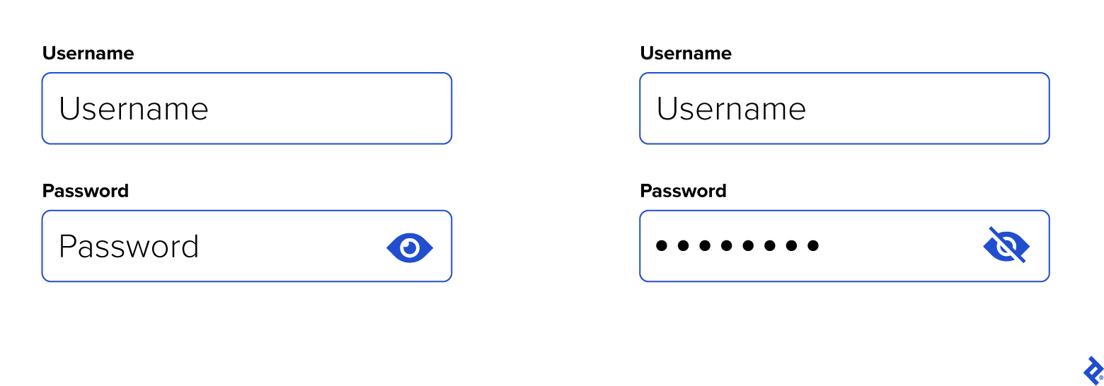Authentication best practices include giving users the option of displaying the password as they type instead of obscuring it with bullets.