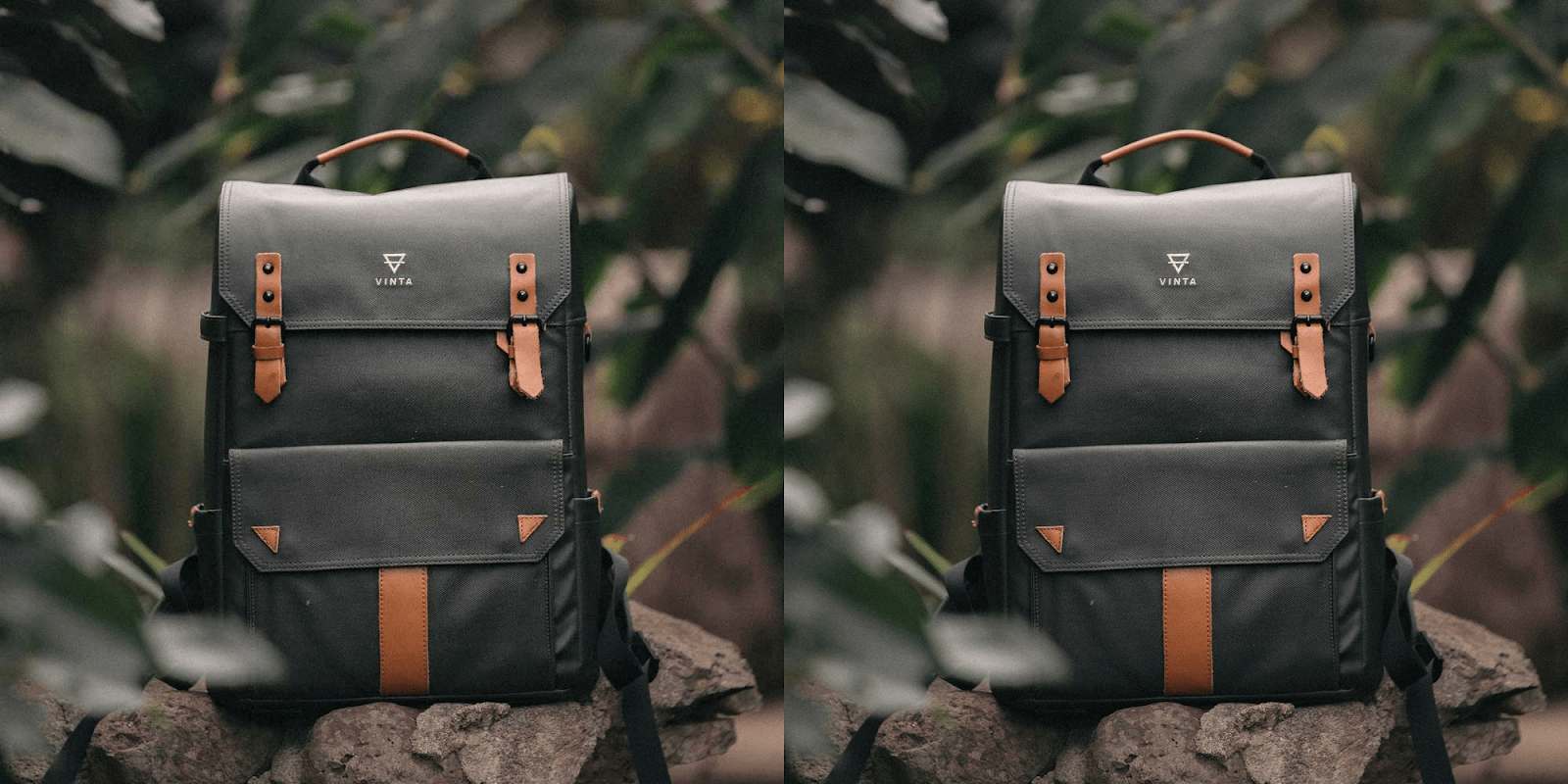 Two different quality images of a backpack look nearly identical.