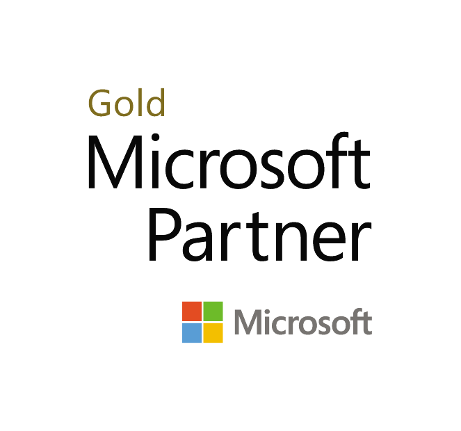 From top to bottom, the words "Gold" (colored gold), "Microsoft," and "Partner" (both in black) appear followed by the Microsoft logo.