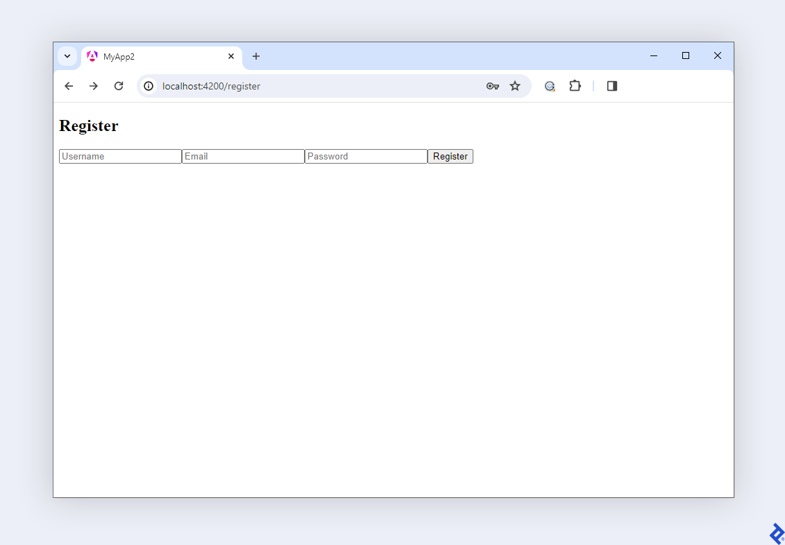 The registration page.