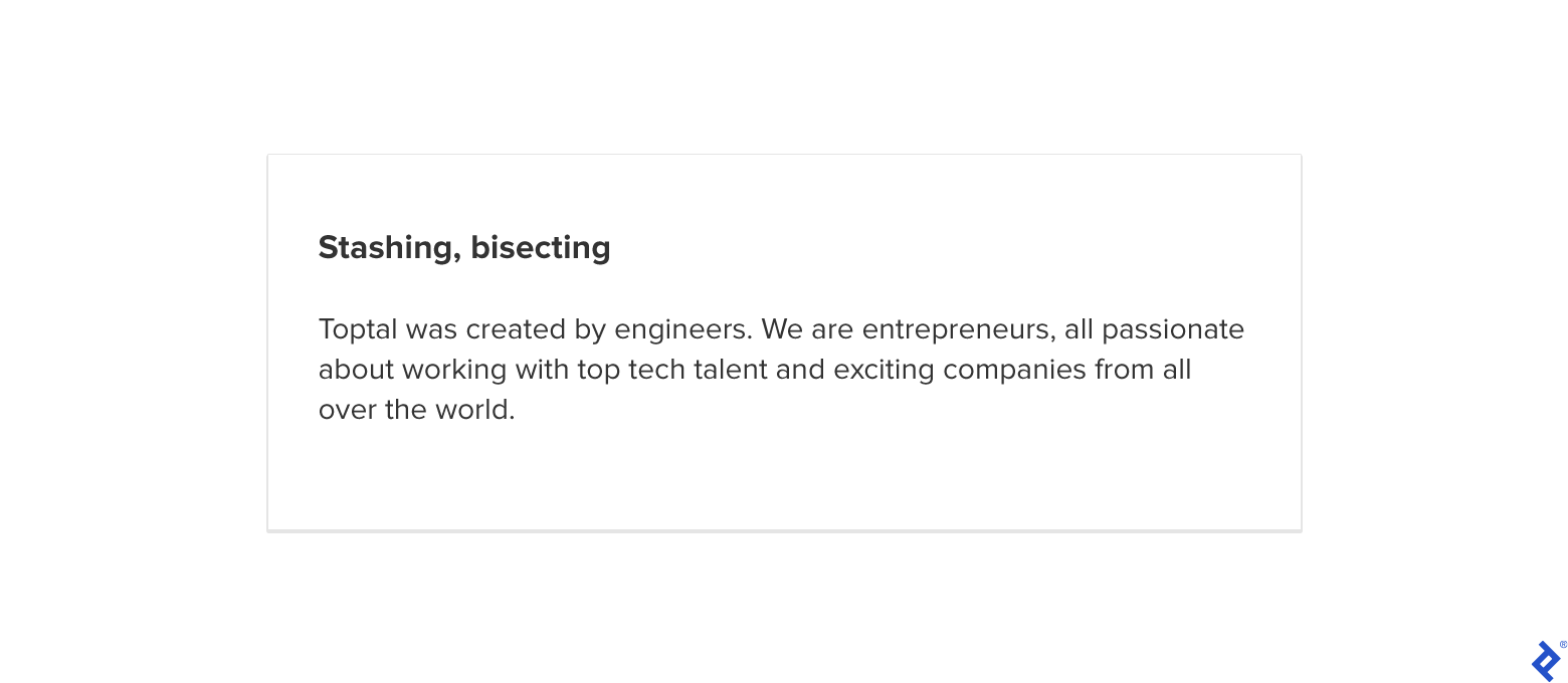 Git bisect, step 2: a web page with black text.