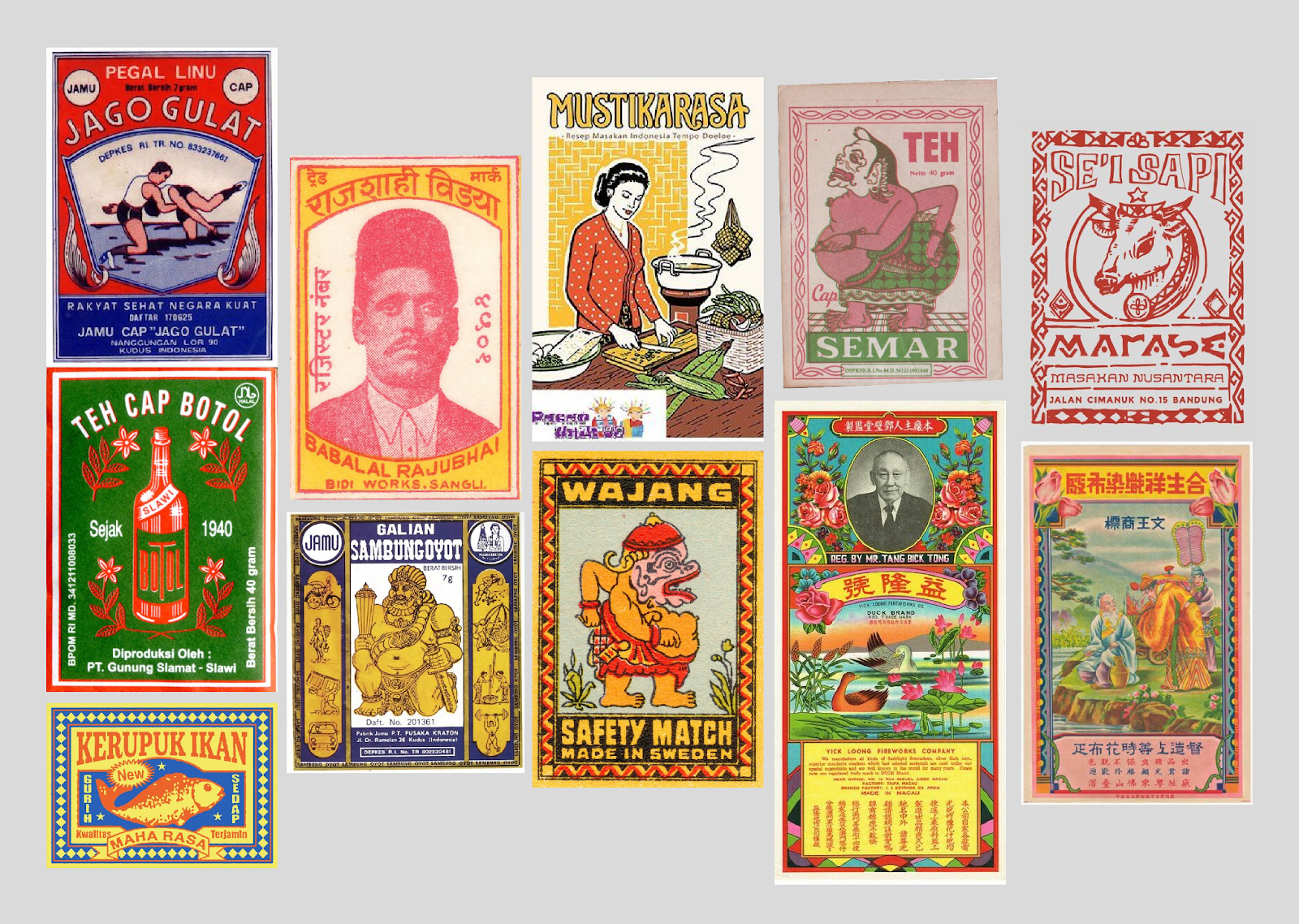 Various examples of Asian vernacular graphic design make up a mood board used for visual storytelling.