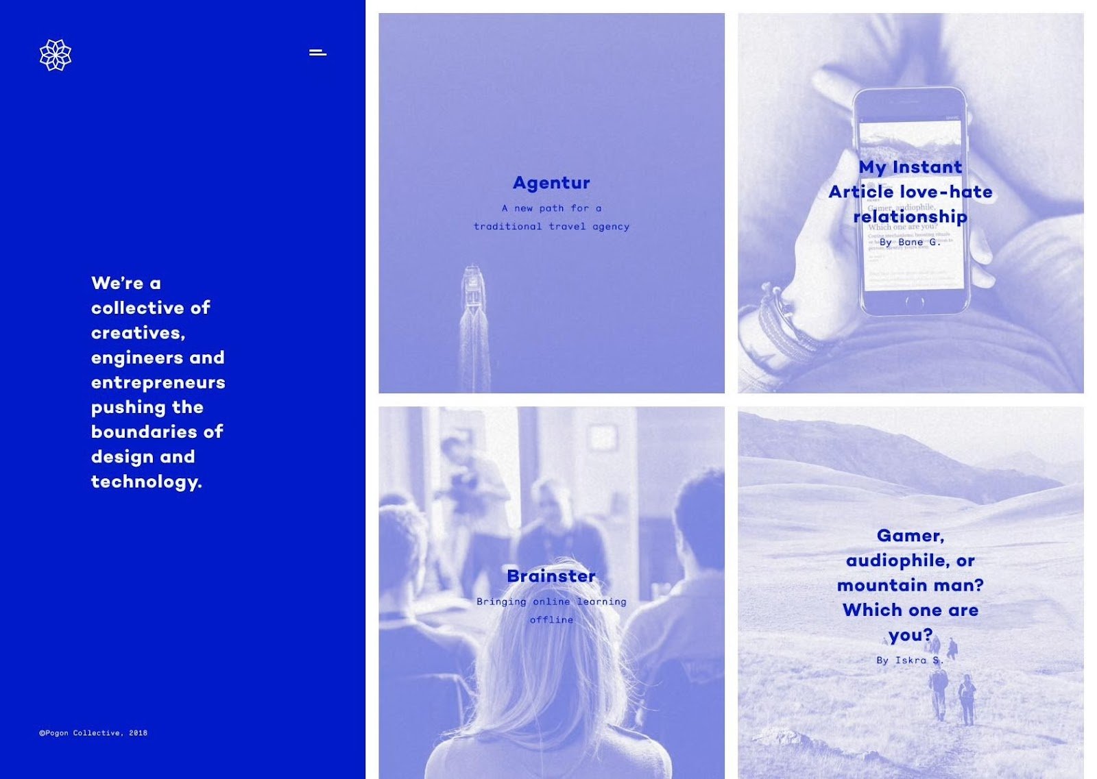 An example of the unity principle of design, showing a web page in hues of blues.