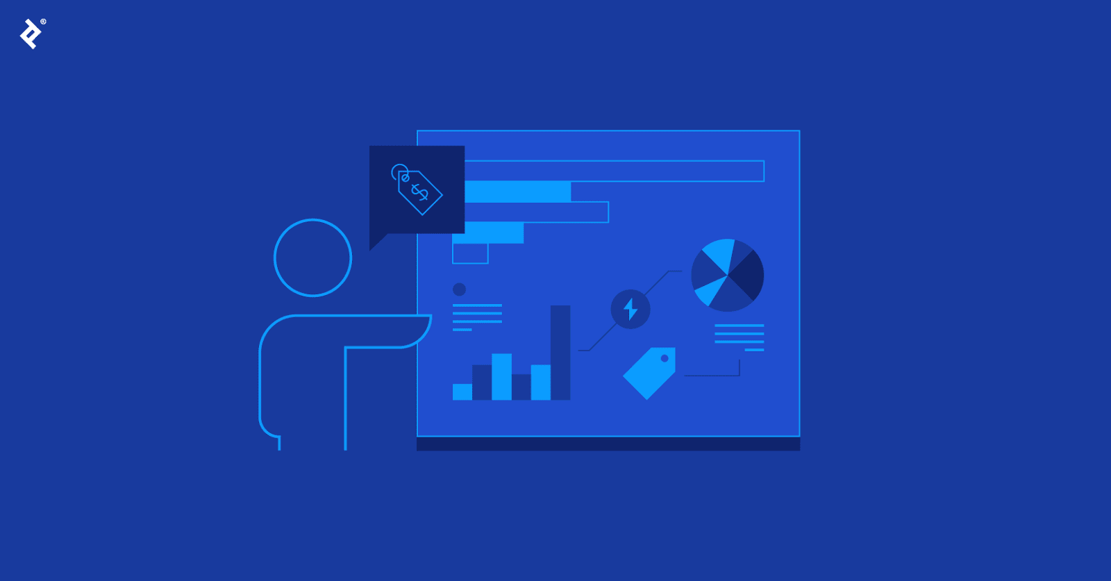 A pricing consultant studies various graphs to determine the best product price and its impact on factors like revenue and cash flow.