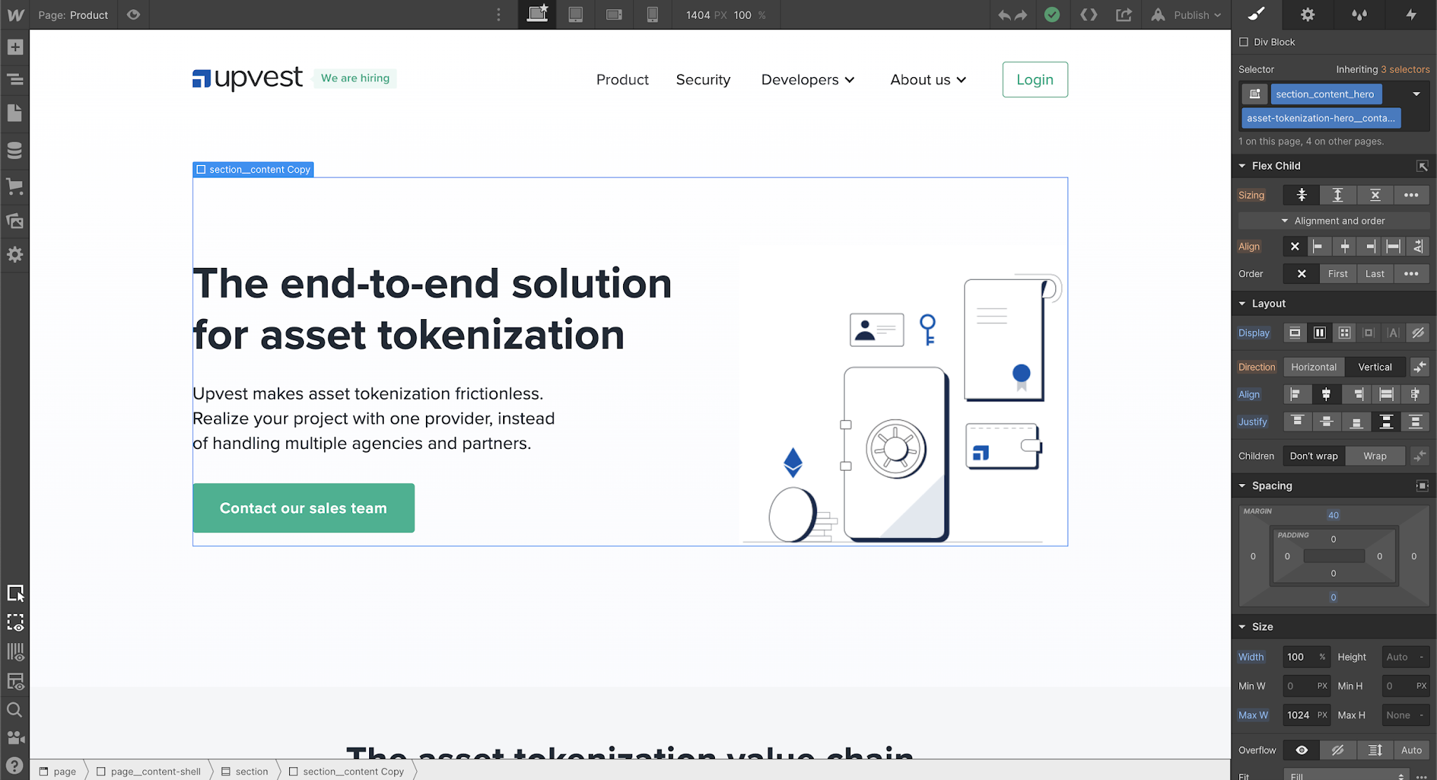 Webflow advantages include the ability to design pages using a drag-and-drop interface