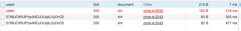 A 403 error in the network inspector
