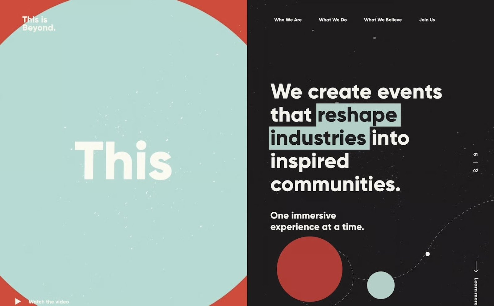 An example of a web design that uses contrast to create emphasis.