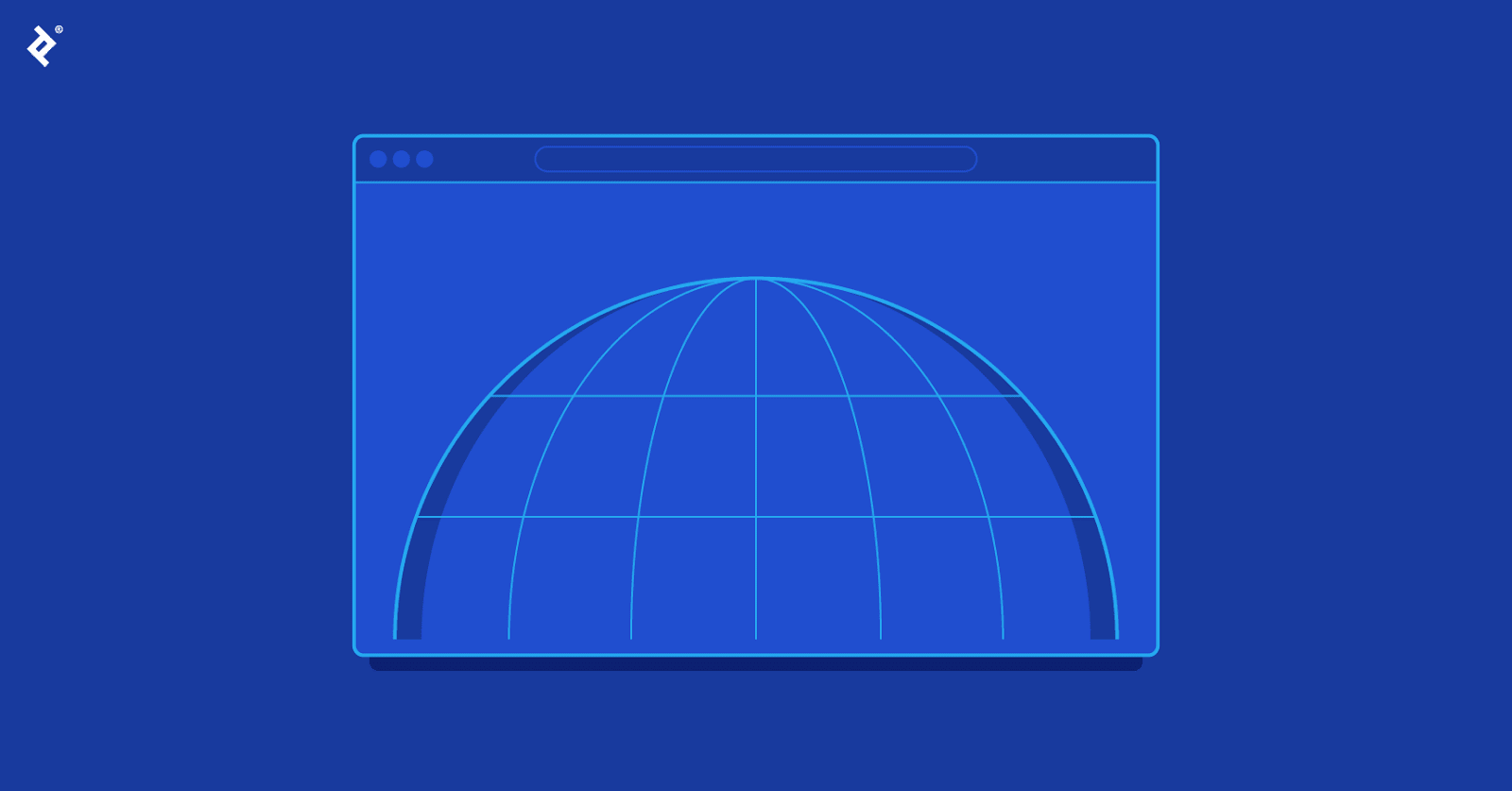 A web browser on a blue background