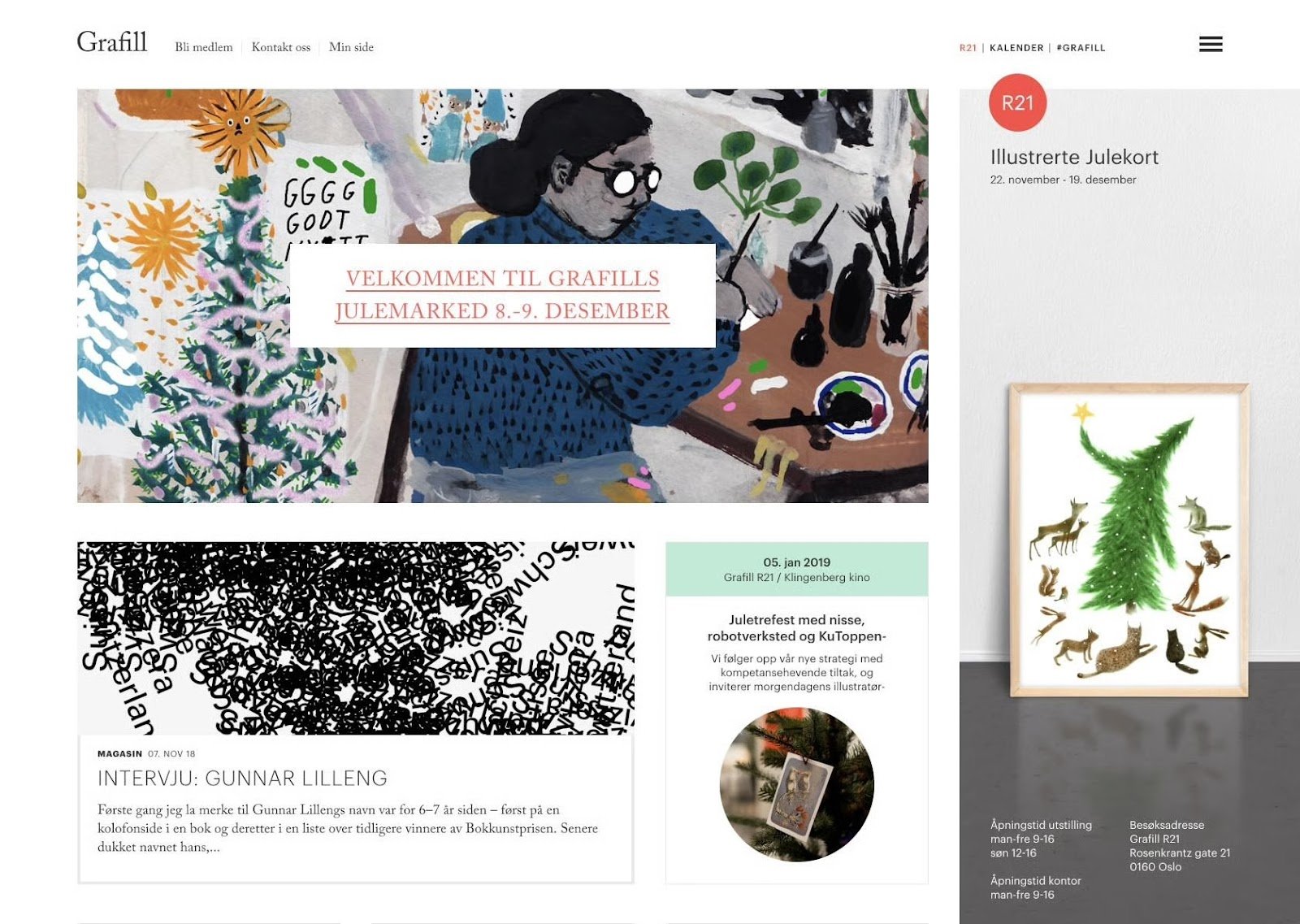 An example of the hierarchy principle of design, showing multiple modules of text and images on a website homepage.